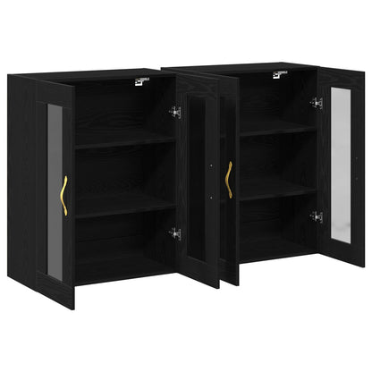 Veggskap Svart Eik 2 stk 69,5x34x90 cm