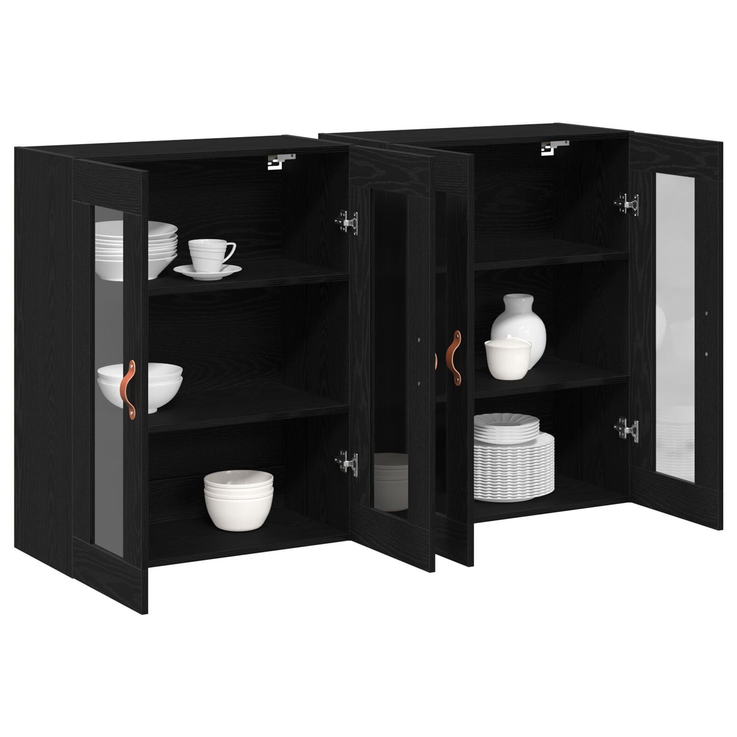 Veggskap Svart Eik 2 stk 69,5x34x90 cm