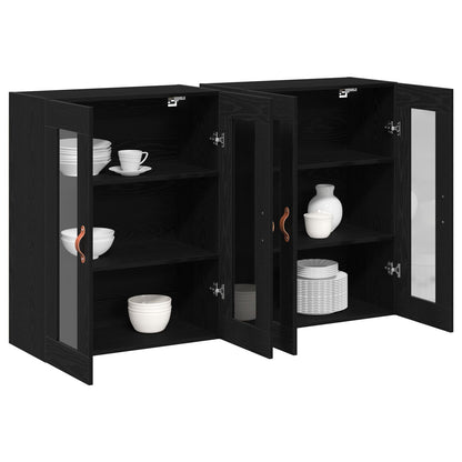 Veggskap Svart Eik 2 stk 69,5x34x90 cm