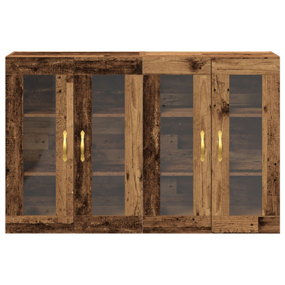 Veggskap Brun Sett med 2 Massivt tre 139 x 34 x 90 cm