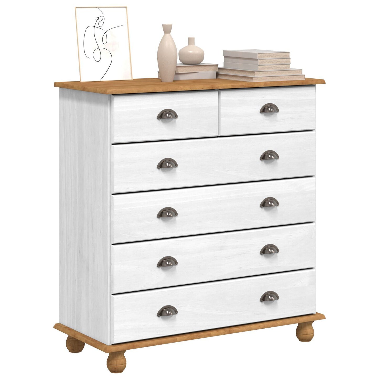 Kommode Hvit "ASKIM" 91x40x95,5 cm Solid Tre Furu