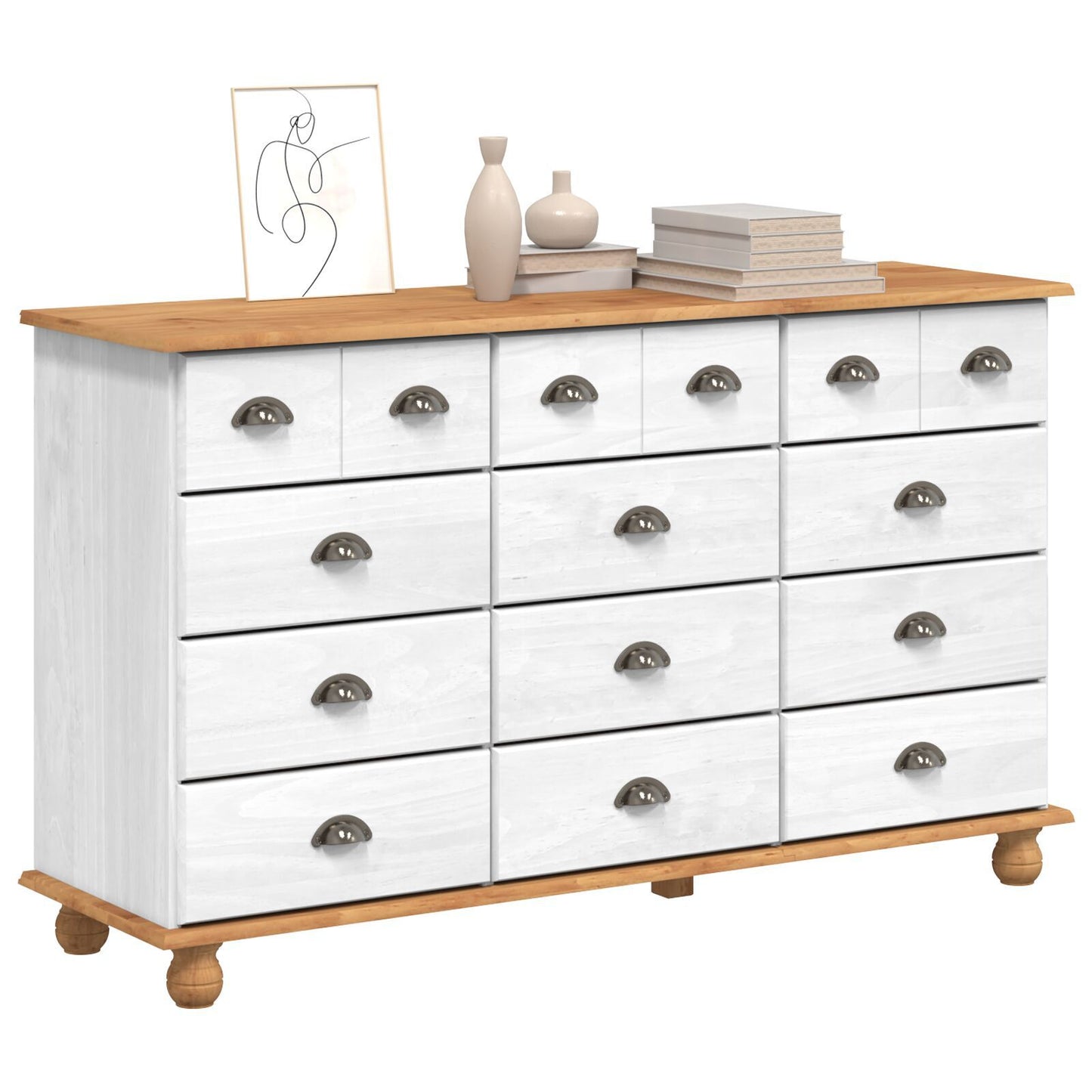 Kommode Hvit "ASKIM" 79x40x133.5 cm Solid Tre Furu