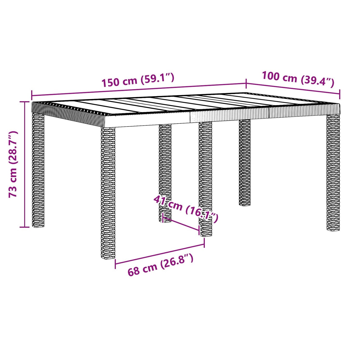 Hagebord Polypropen Bord Brunt Stor Lettvekts Spisebord