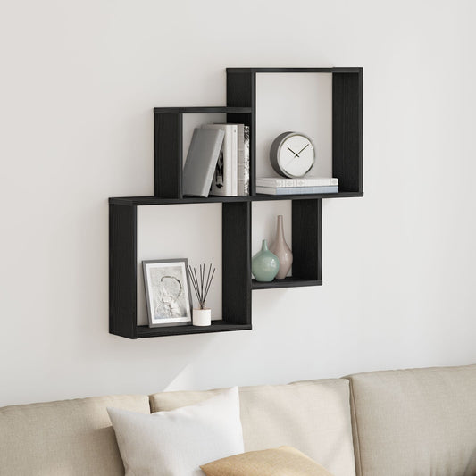 Veggskap i svart eik 80x15x78,5 cm av konstruert tre