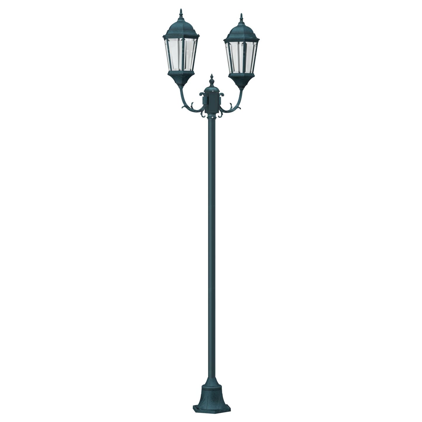 Hagebelysning Lyktstolpe 2-Lampe E27 Grønn 220 cm Aluminium