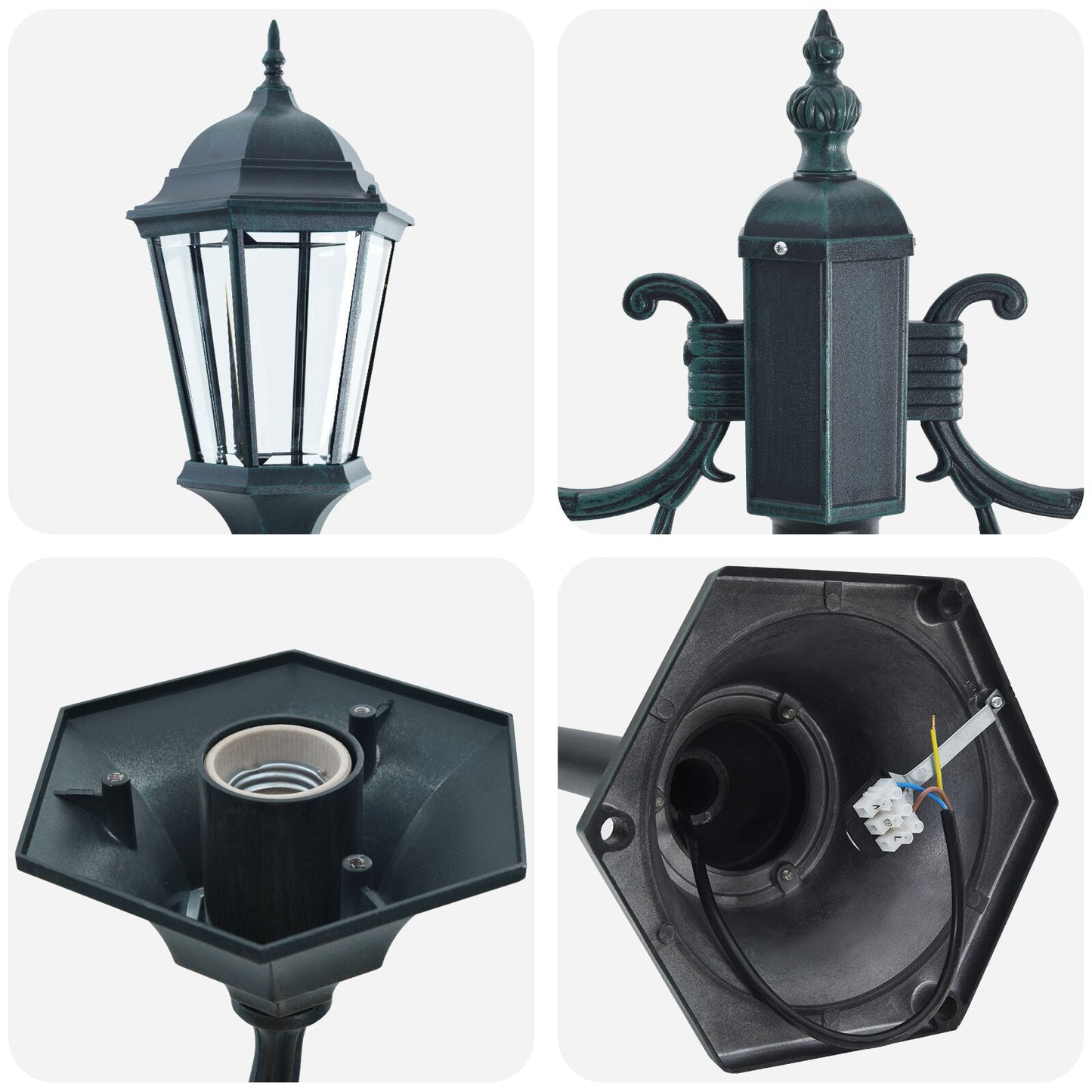Hagebelysning Lyktstolpe 2-Lampe E27 Grønn 220 cm Aluminium