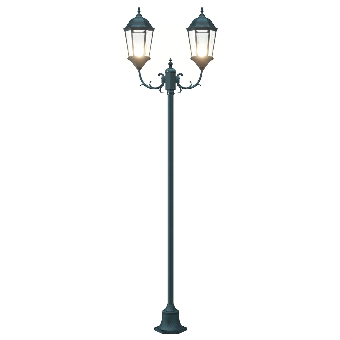 Hagebelysning Lyktstolpe 2-Lampe E27 Grønn 220 cm Aluminium