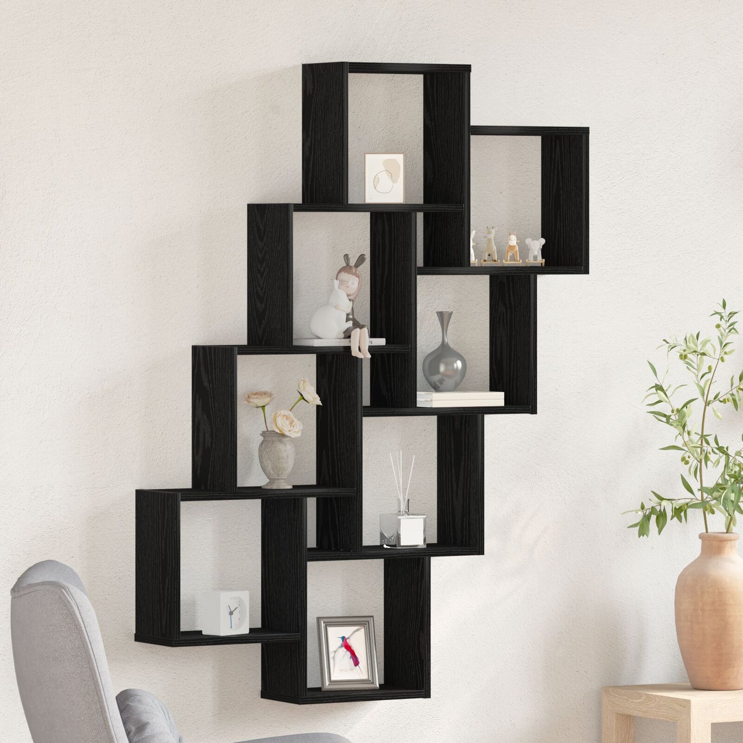 Veggskap i Svart Eik 90x15x119,5 cm Laget av Tre