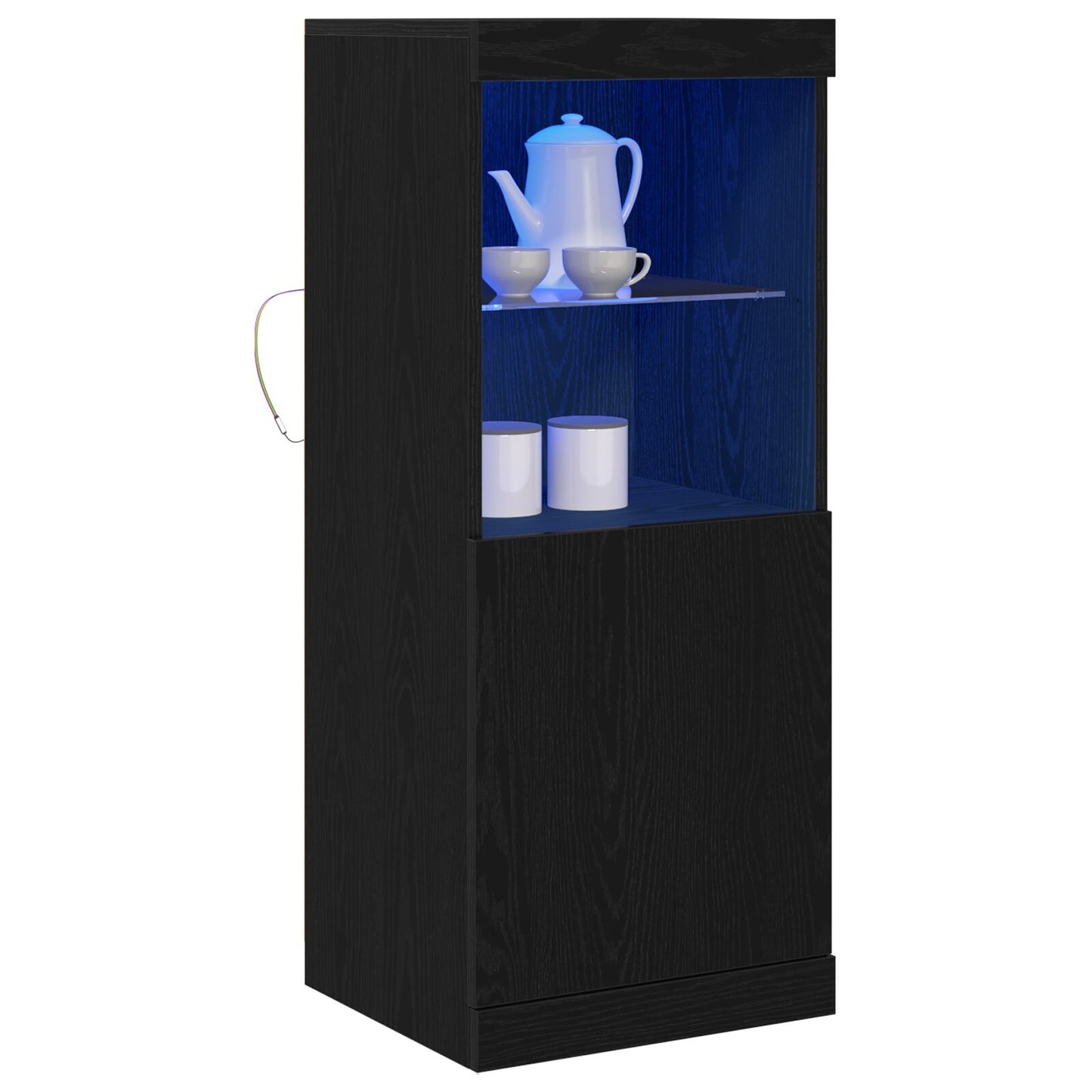 Skap med LED-lamper Svart Eik 41x37x100 cm