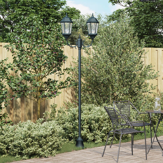 Hagebelysning Lyktstolpe 2-Lampe E27 Grønn 220 cm Aluminium