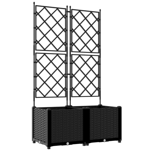 Hageespalje Plantekasse PP 2 stk Svart 80x40x143 cm