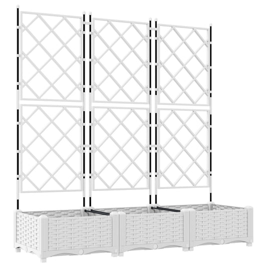 Hageespalje Plantekasse PP 3 stk Hvit 120x40x125.5 cm