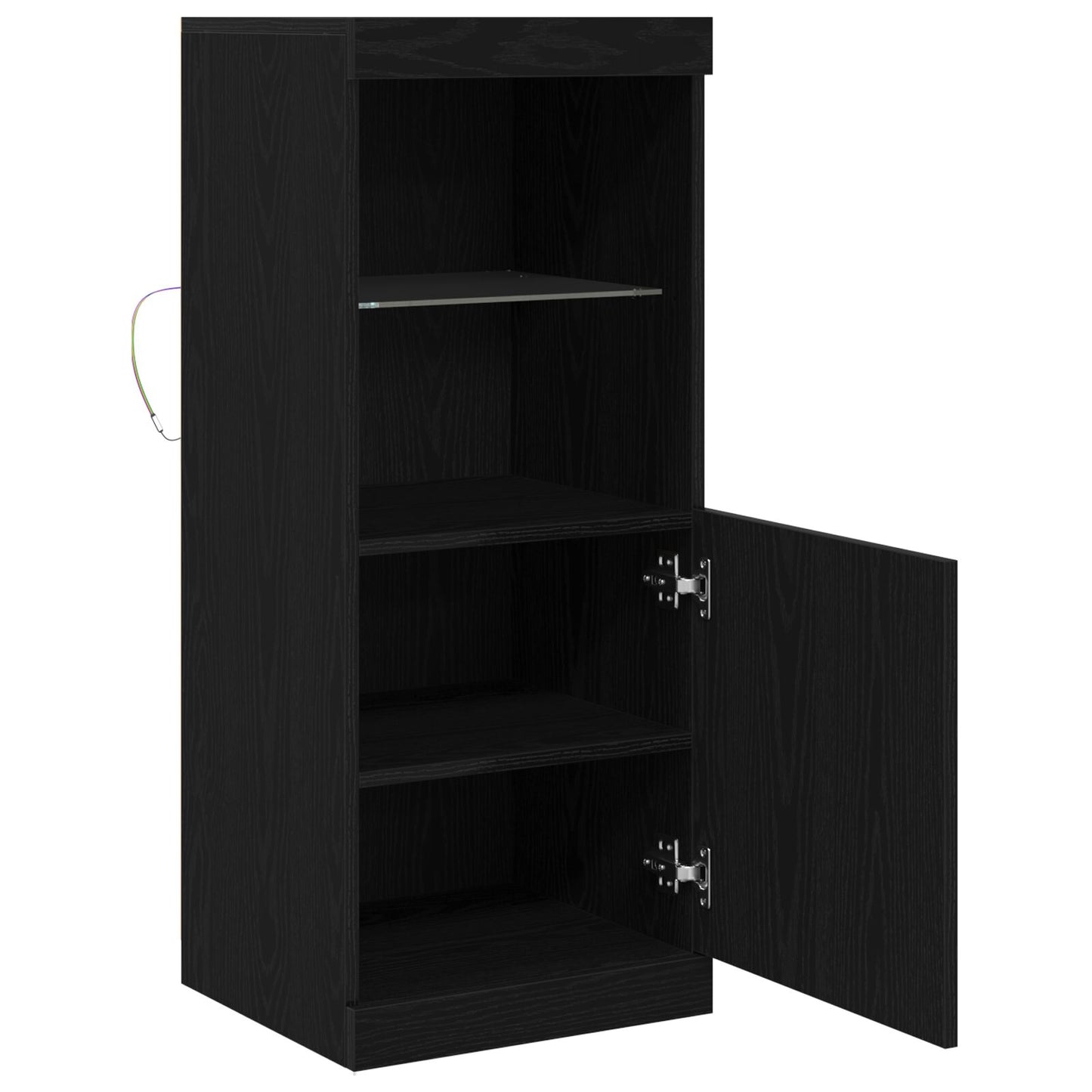 Skap med LED-lamper Svart Eik 41x37x100 cm