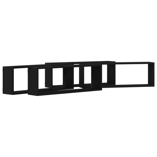 Vegghylle Svart Eik 4 stk 80x15x26 cm Tre