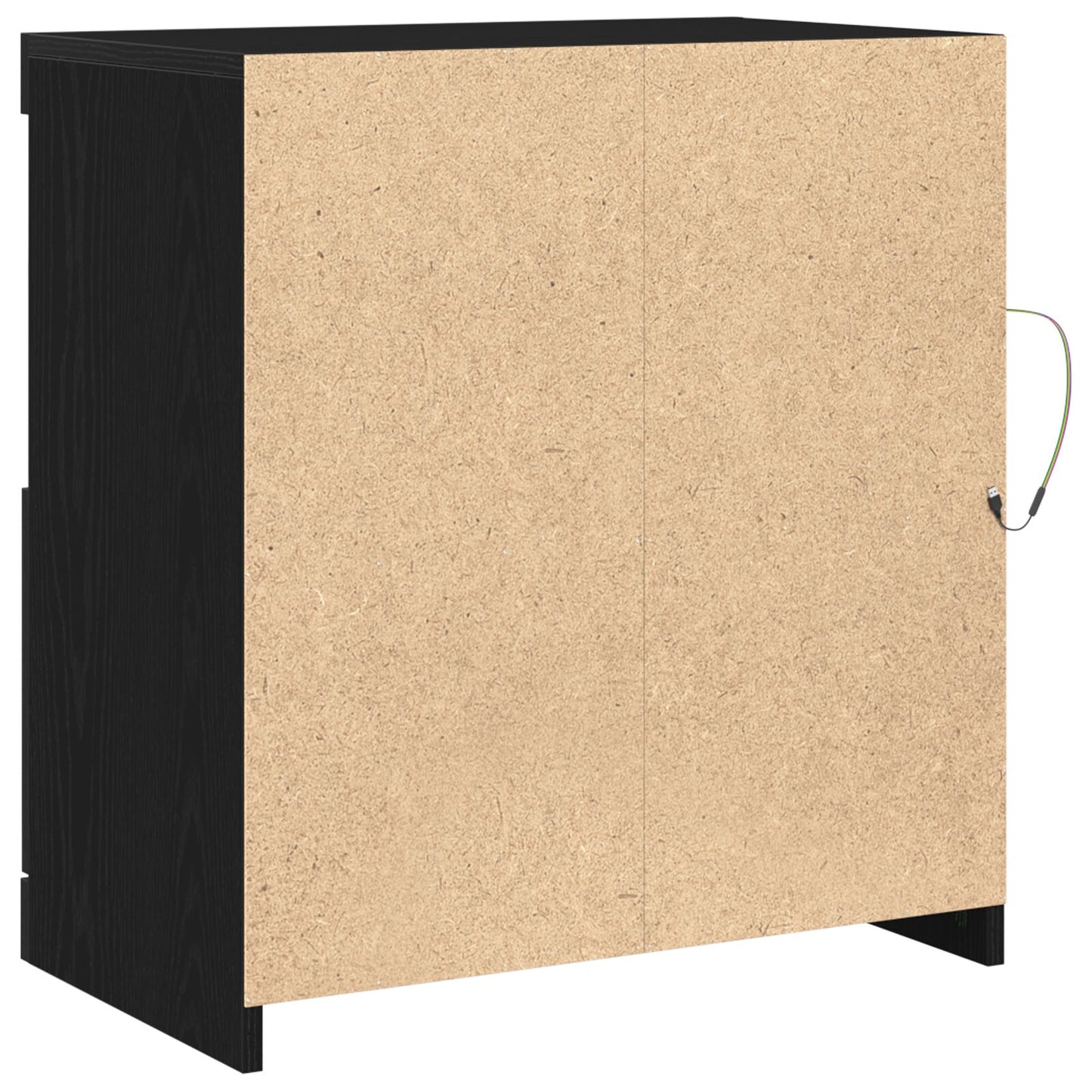 Skap med LED-lamper Svart Eik 60x37x67 cm