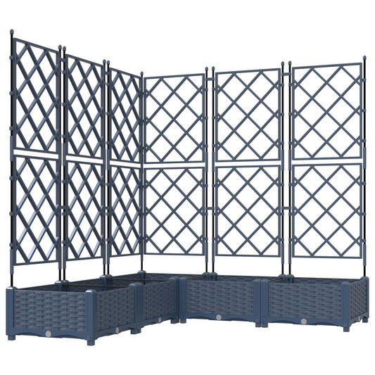 Hageespalje Plantekasse PP 5 stk Grå 120x120x125.5 cm