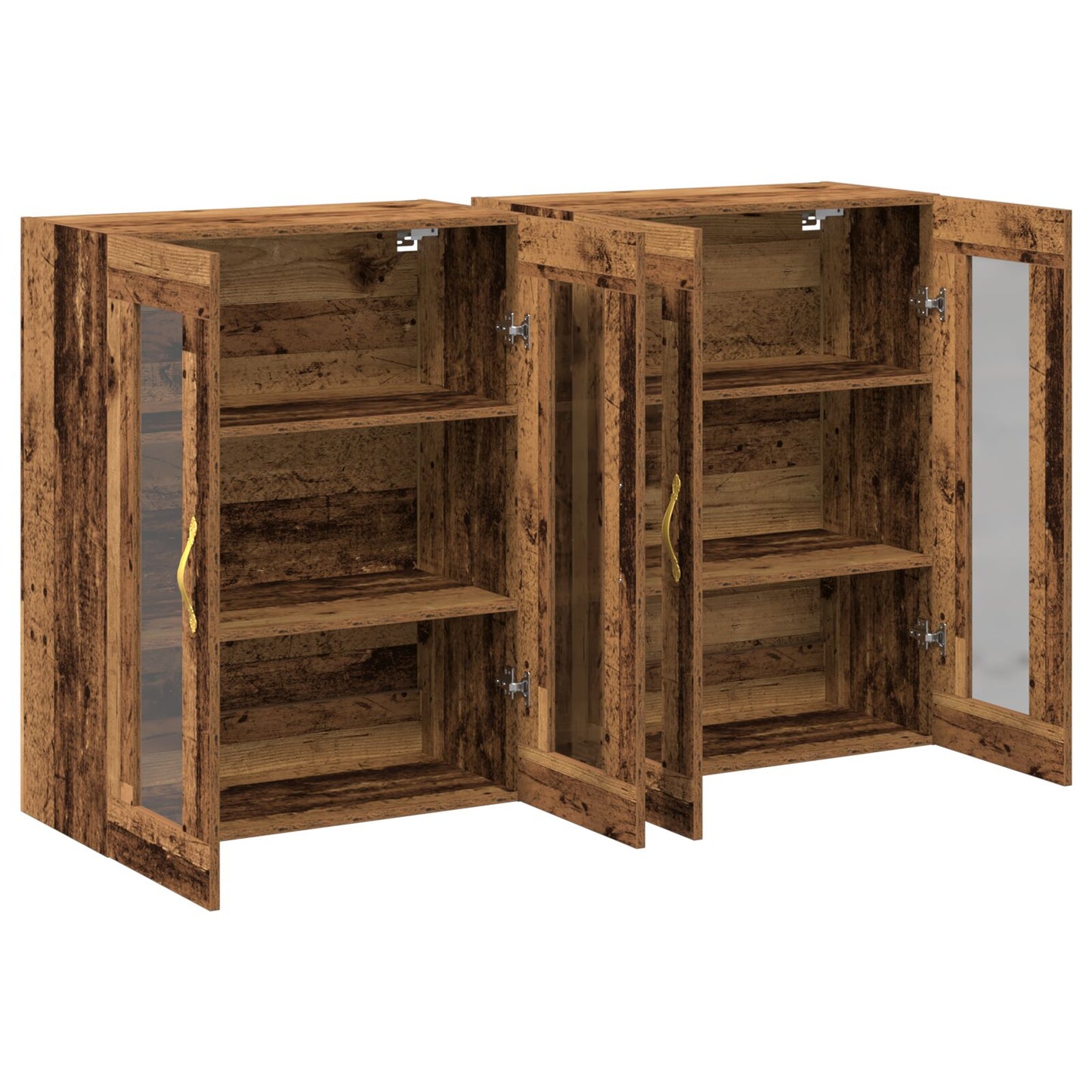 Veggskap Sett med 2 Brun Massivt tre 139 x 34 x 90 cm