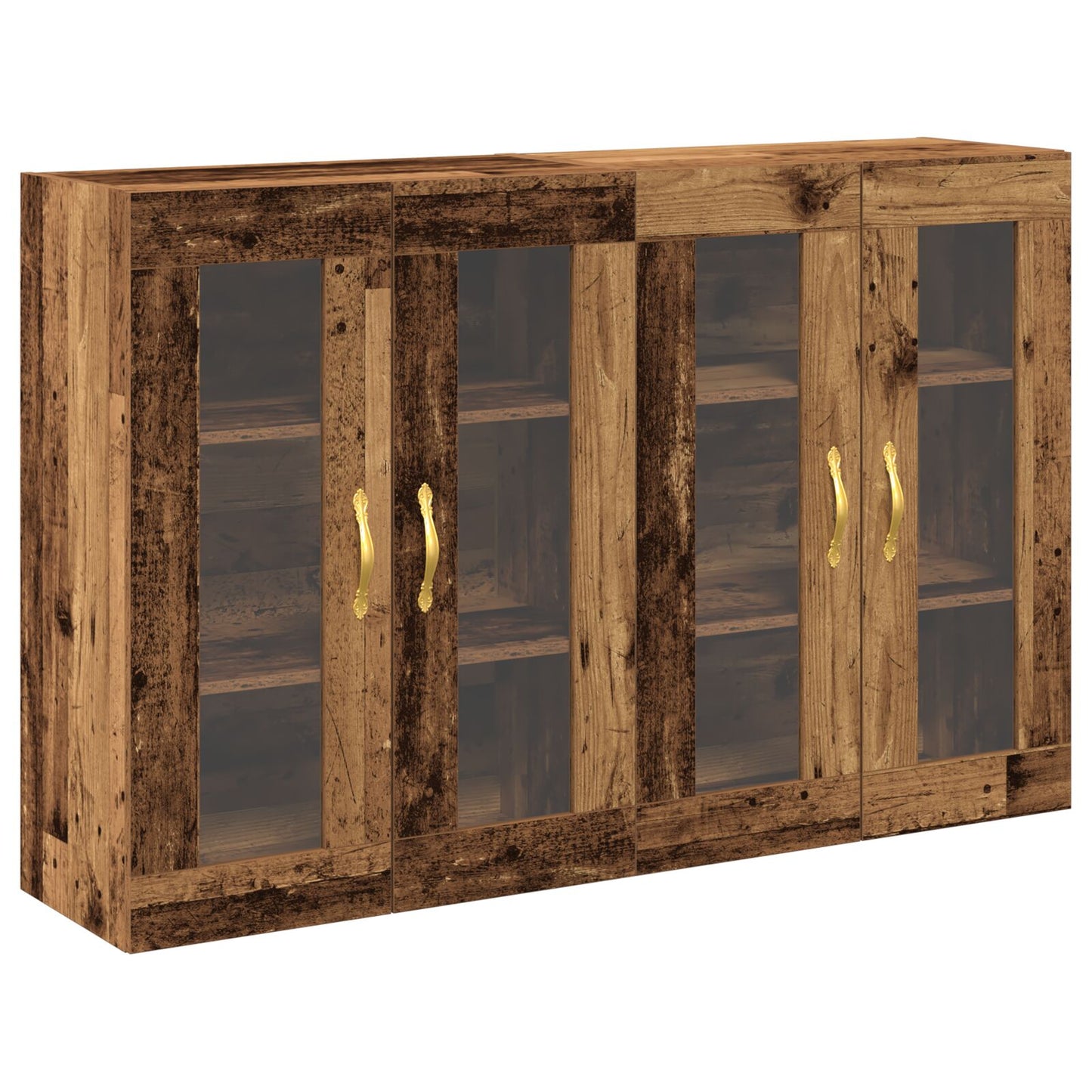 Veggskap Sett med 2 Brun Massivt tre 139 x 34 x 90 cm