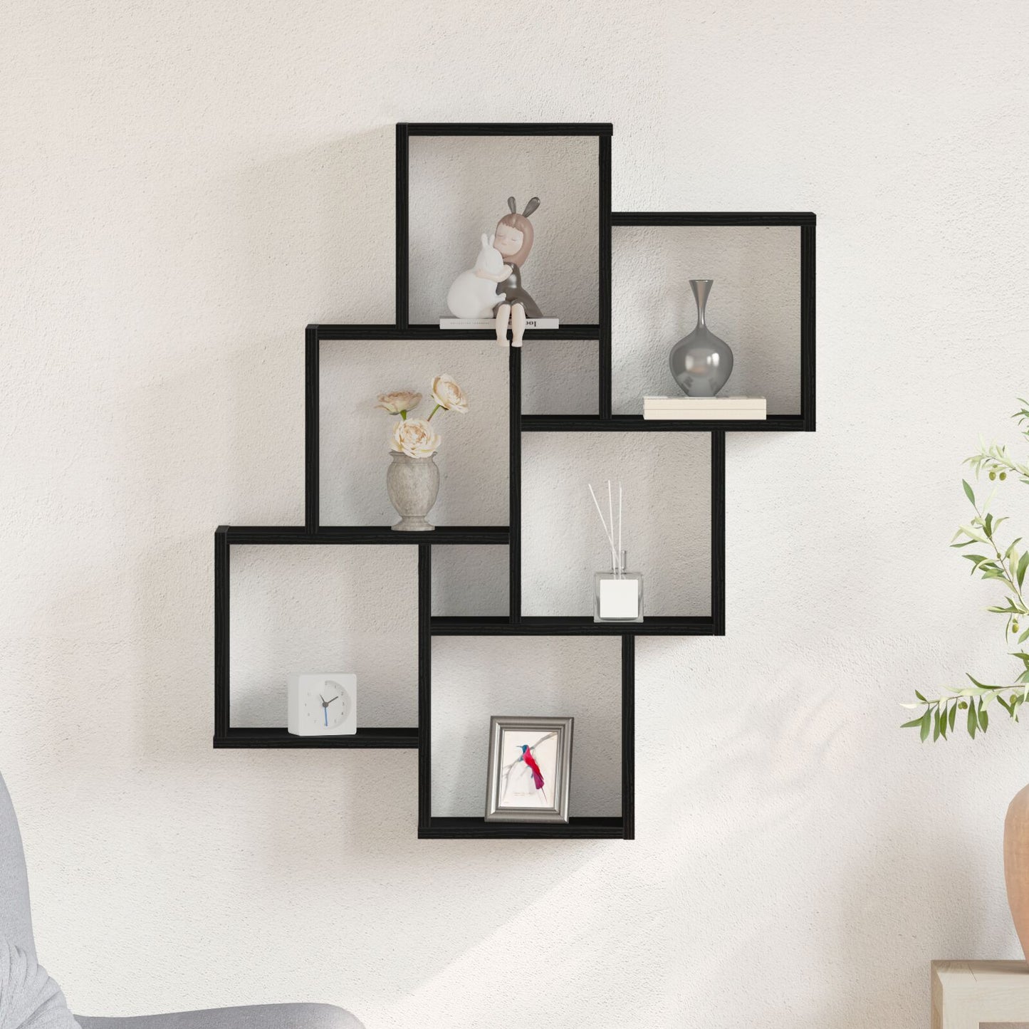 Veggskap i Svart Eik 78x15x92 cm, Bygget i Tre