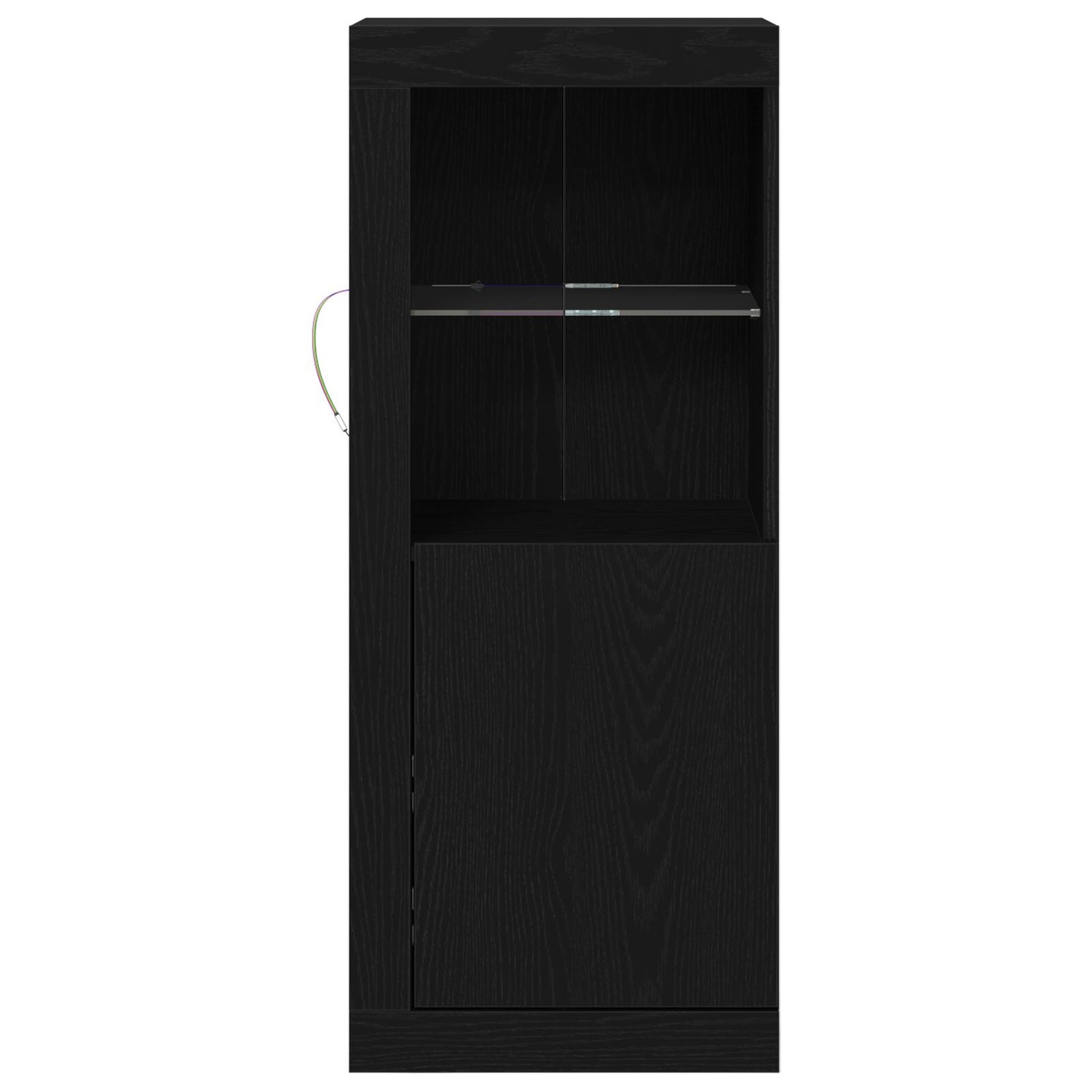 Skap med LED lys Svart Eik 41x37x100 cm