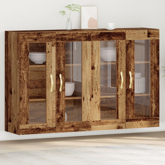 Veggskap Sett med 2 Brun Massivt tre 139 x 34 x 90 cm