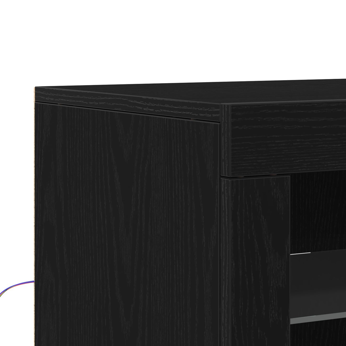 Skap med LED lys Svart Eik 41x37x100 cm