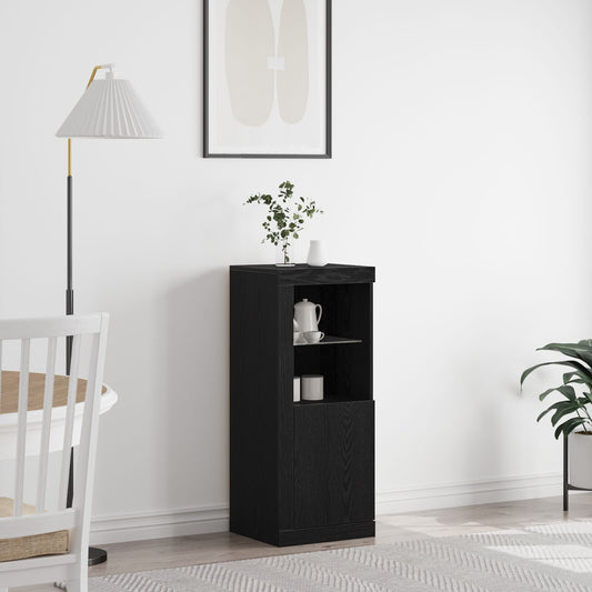 Skap med LED-lamper Svart Eik 41x37x100 cm