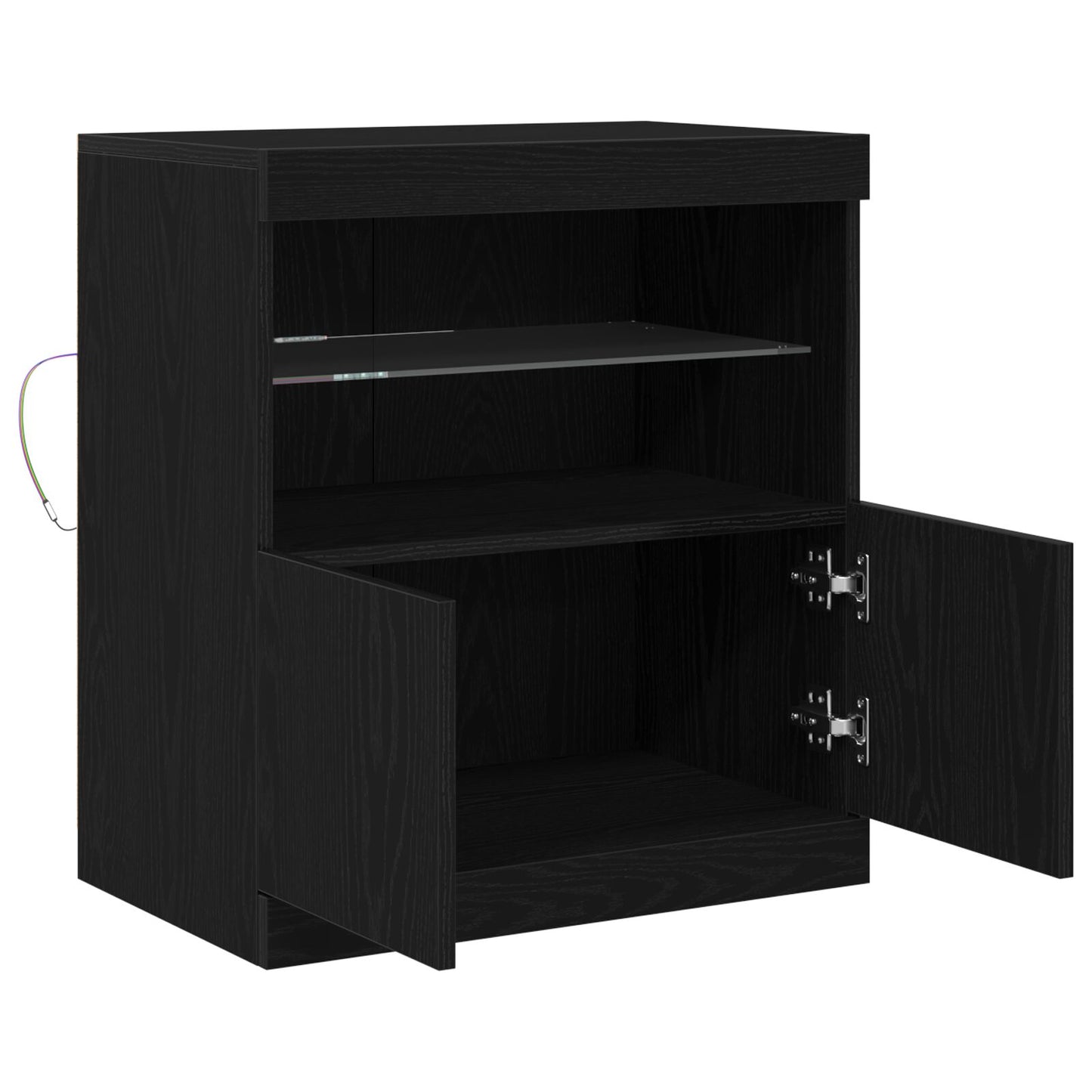 Skap med LED-lamper Svart Eik 60x37x67 cm