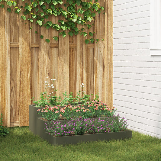 Utendørs Blomsterkasse Plantekasse Metall 3-nivå 90x90x35 cm oliven grønn stål