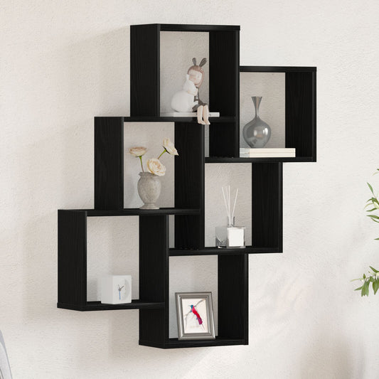 Veggskap i Svart Eik 78x15x92 cm, Bygget i Tre