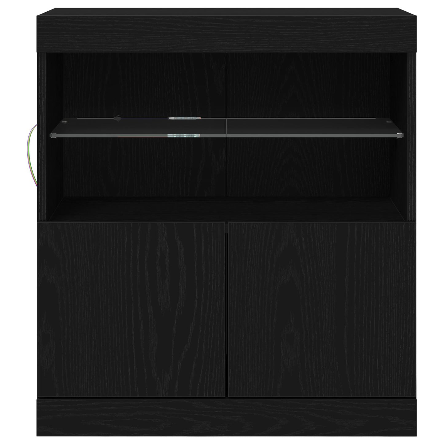 Skap med LED-lamper Svart Eik 60x37x67 cm
