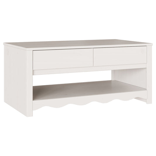 Salongbord Sofabord Hvit "DRAMMEN" 99x55x45 cm Solid Tre Furu