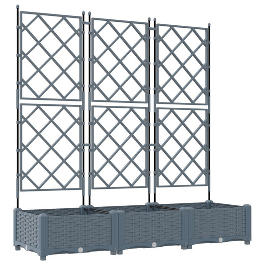Hageespalje Plantekasse PP 3 stk Lysegrå 120x40x125.5 cm