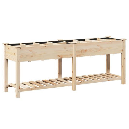Utendørs Blomsterkasse Plantekasse Tre med Gitter 203x53x76 cm Solid Furu
