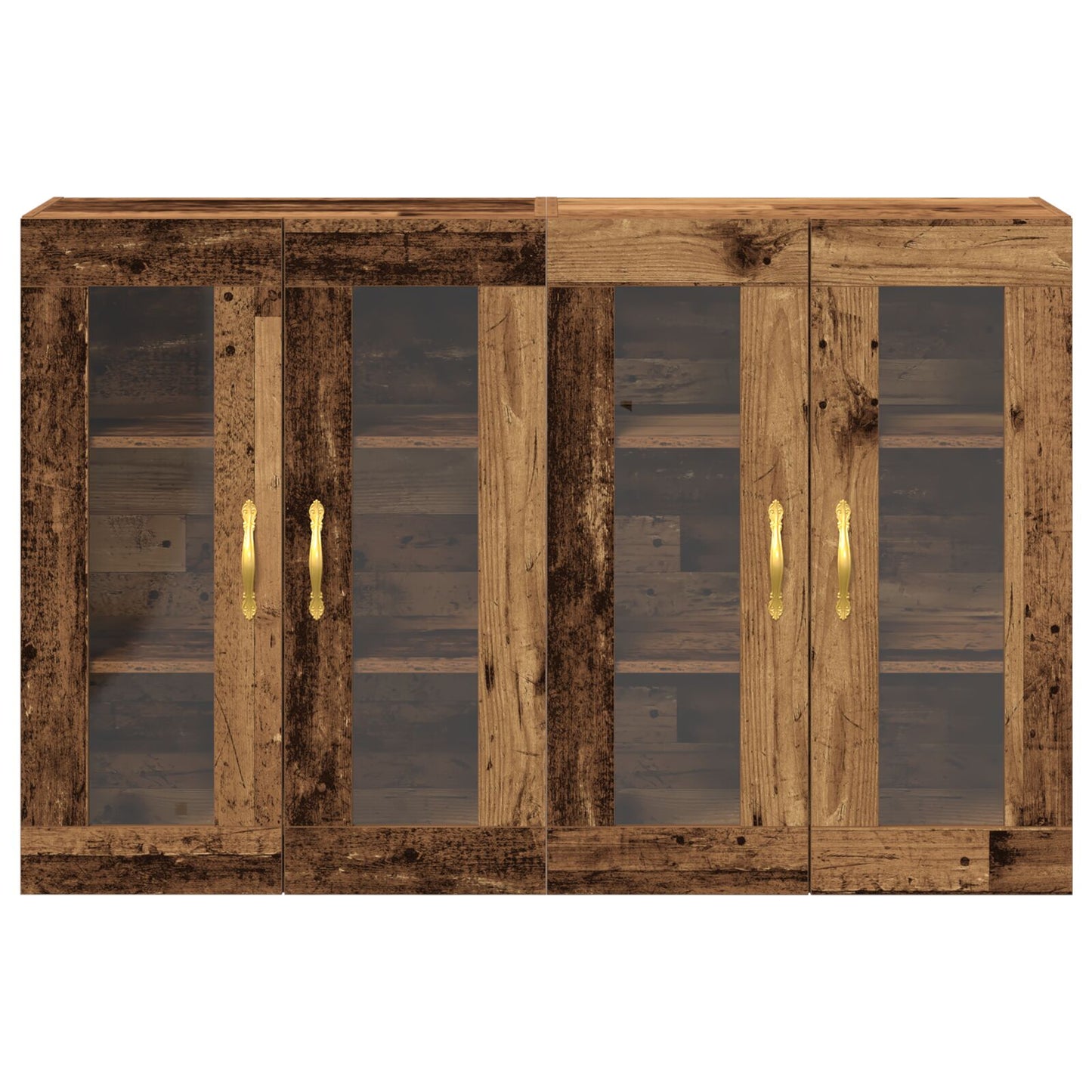 Veggskap Sett med 2 Brun Massivt tre 139 x 34 x 90 cm