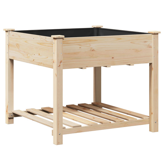 Utendørs Blomsterkasse Plantekasse Tre med hylle 90x90x76 cm Solid furu