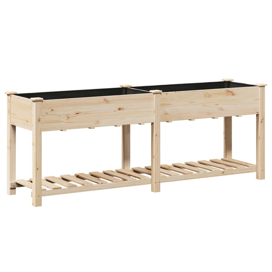 Utendørs Blomsterkasse Plantekasse Tre med Hylle 203x53x76 cm Solid Furu