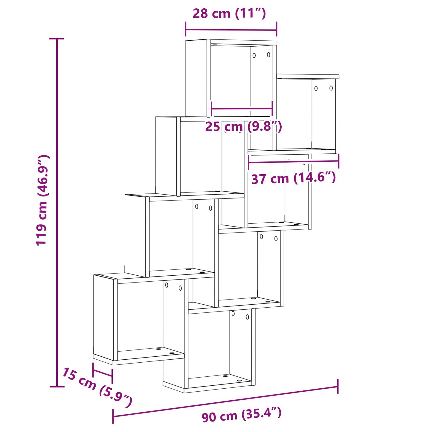 Veggskap i Svart Eik 90x15x119,5 cm Laget av Tre