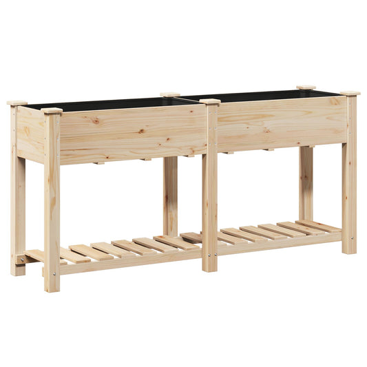 Utendørs Blomsterkasse Plantekasse Tre med hylle 161x43x76 cm Solid Tre furu