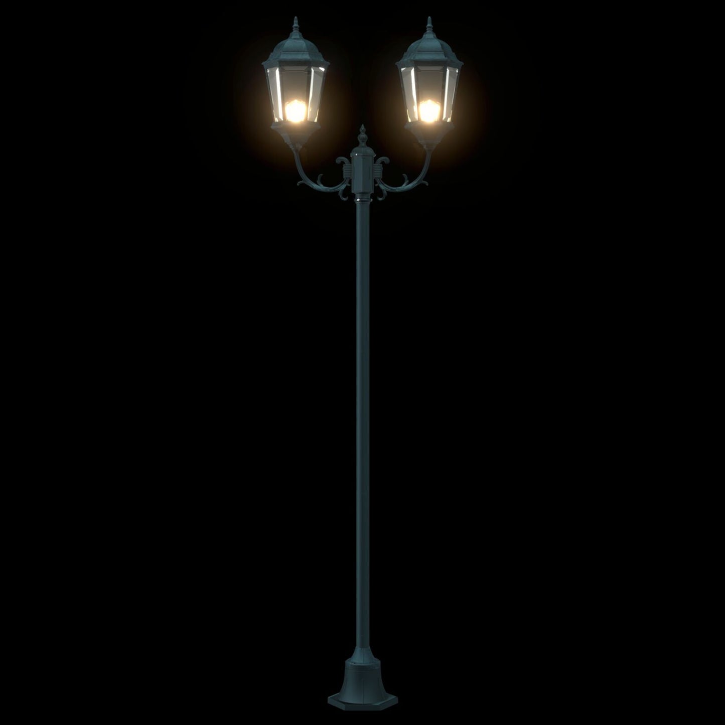 Hagebelysning Lyktstolpe 2-Lampe E27 Grønn 220 cm Aluminium