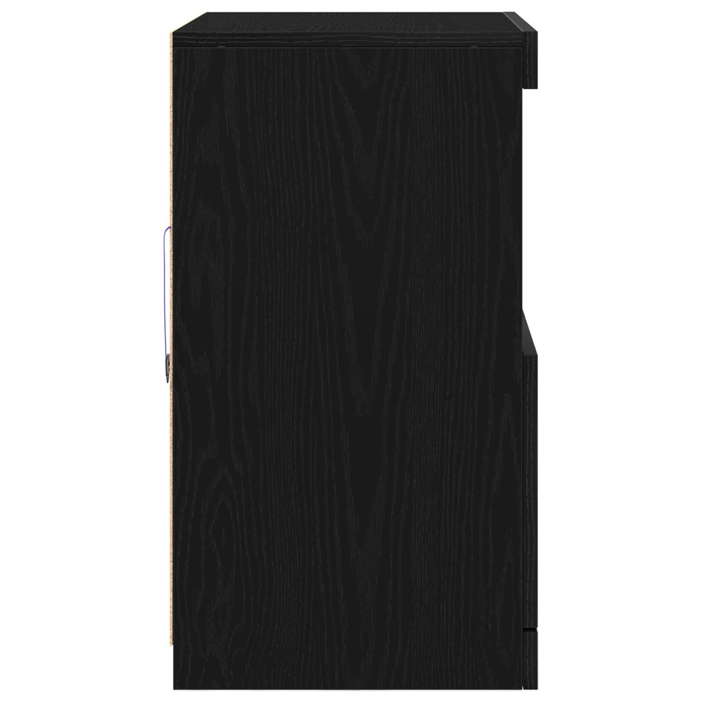 Skap med LED-lamper Svart Eik 60x37x67 cm