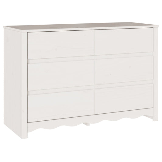 Kommode Hvit 111x43x73,5 cm Solid Tre Furu