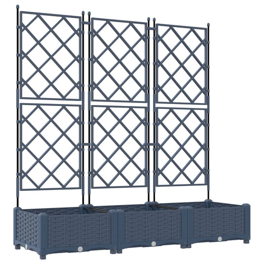 Hageespalje Plantekasse PP 3 stk Grå 120x40x125.5 cm