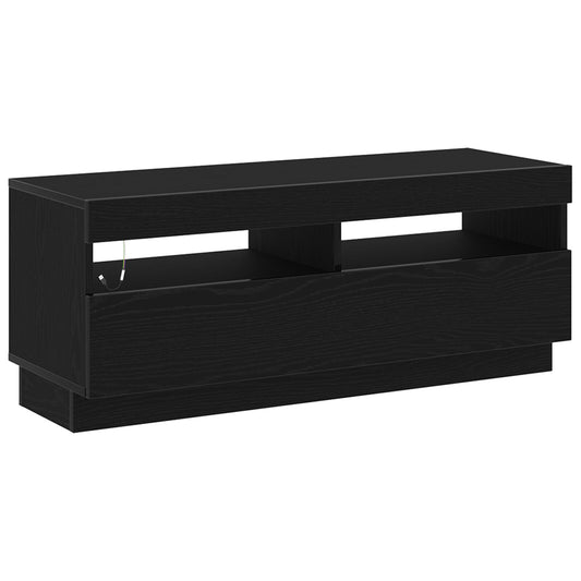 TV-Møbel Svart EikTV-benk med LED-lys, , 100x35x40 cm, tre