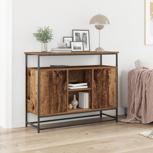 Skap Gamle Tre 100x35x80 cm Ingeniørtre og Stål