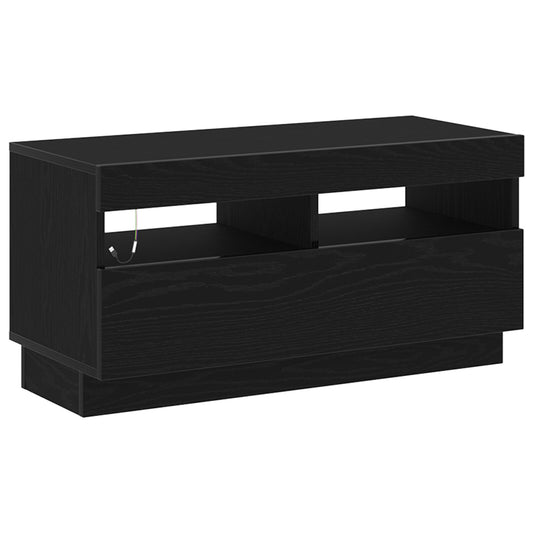 TV-Møbel Svart Eik TV-benk med LED-lamper 80x35x40 cm, tre