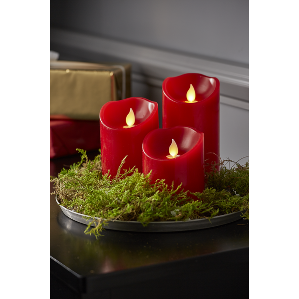 LED Ljus Batteri Blockljus M-Twinkle Röd 7,5x12,5cm