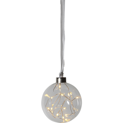 Julgranspynt Glaskula Glow Transparent 10 cm 15 Ljus LED