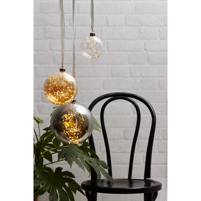 Julgranspynt Glaskula Glow Transparent 10 cm 15 Ljus LED