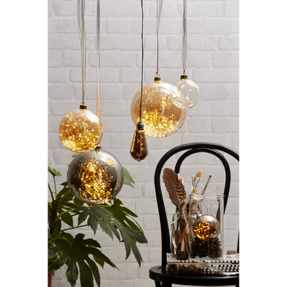 Julgranspynt Glaskula Glow Transparent 10 cm 15 Ljus LED